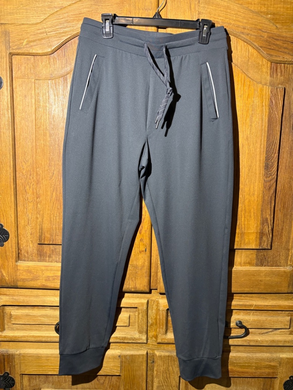 32 Degrees Black Reflective-Trim Track Joggers